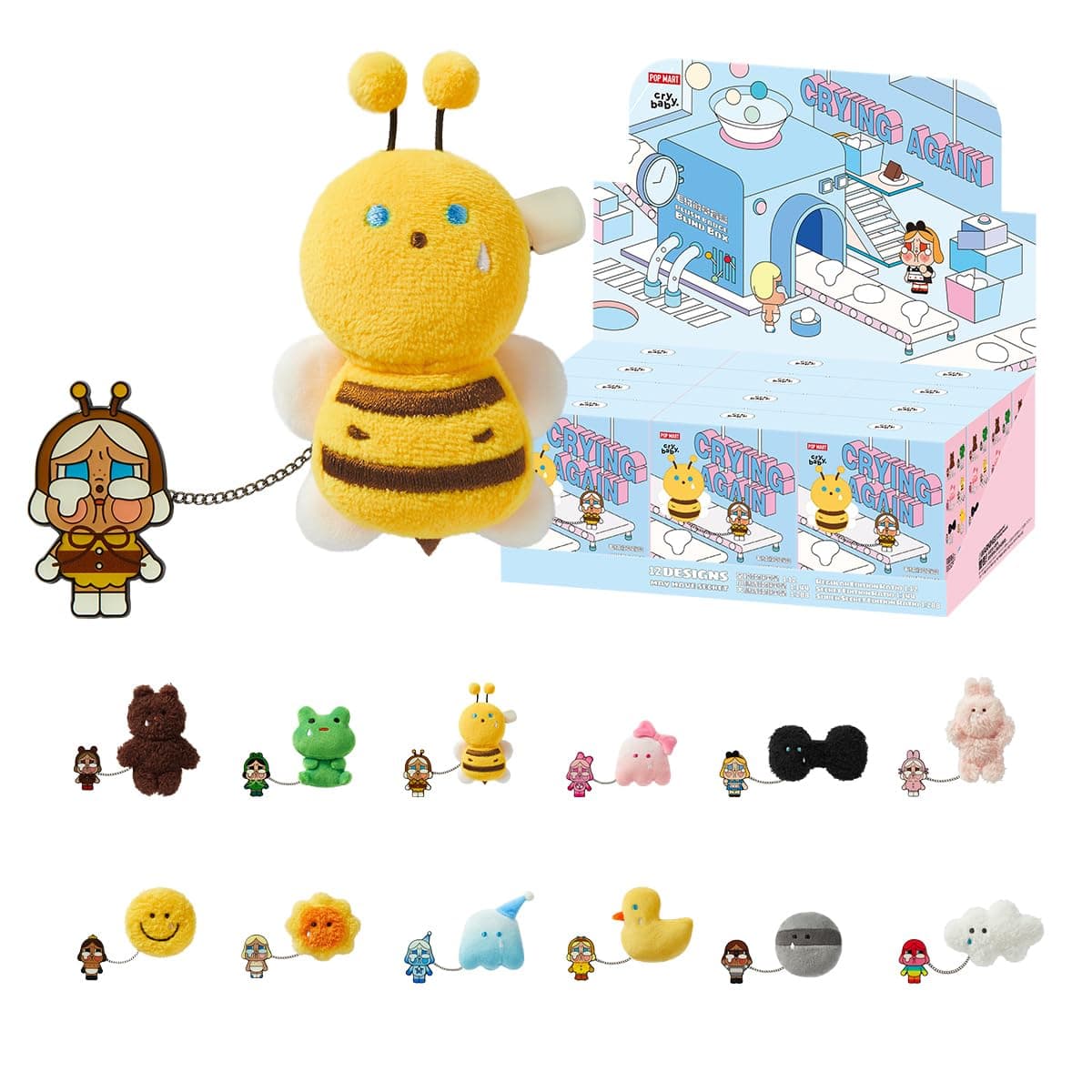 POP MART CRYBABY Crying Again Series-Plush Badge Figures Whole Set Premium Design Gifts for Women Fan-Favorite Collectible Chic Art Toy Action Figure