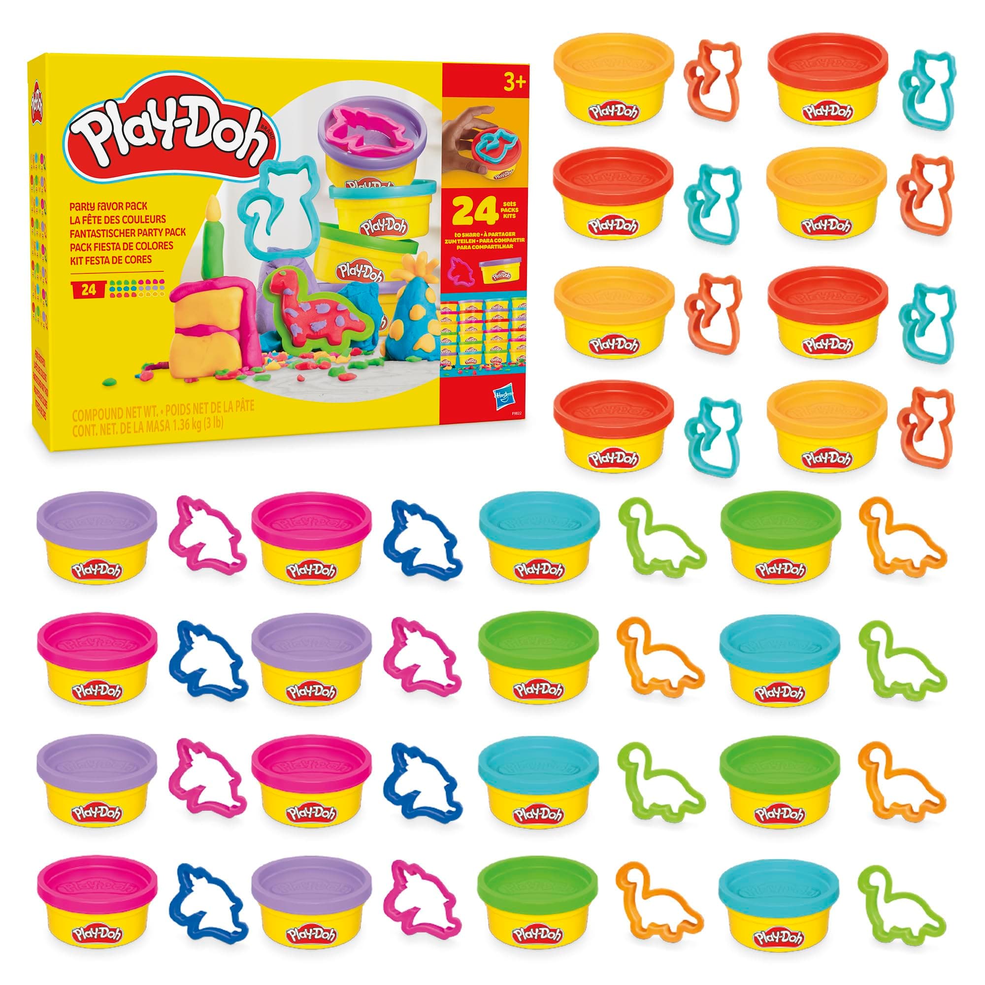 Play-Doh Party Favour Pack for Toddlers, Non-Toxic Modelling Compound Set with 24 Cans and Cutters, Creative Toys for 3+ Year Old Kids, Arts and Crafts