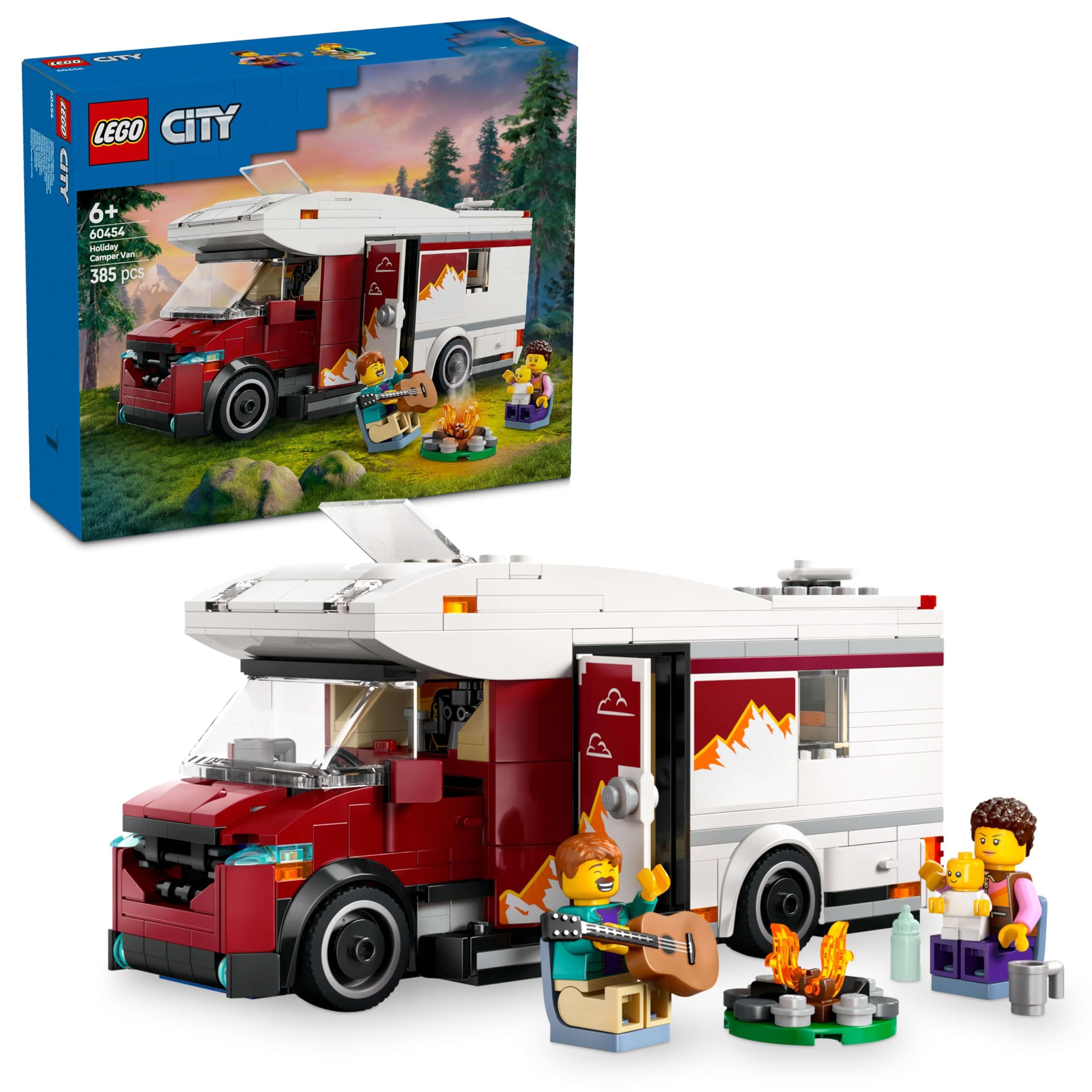 LEGO City Holiday Adventure Camper Van Toy - Creative Building Toys for 6+ Year Old Boys & Girls - Includes 3 Minifigures & Accessories - Gift Ideas for Birthdays & Holidays - 60454