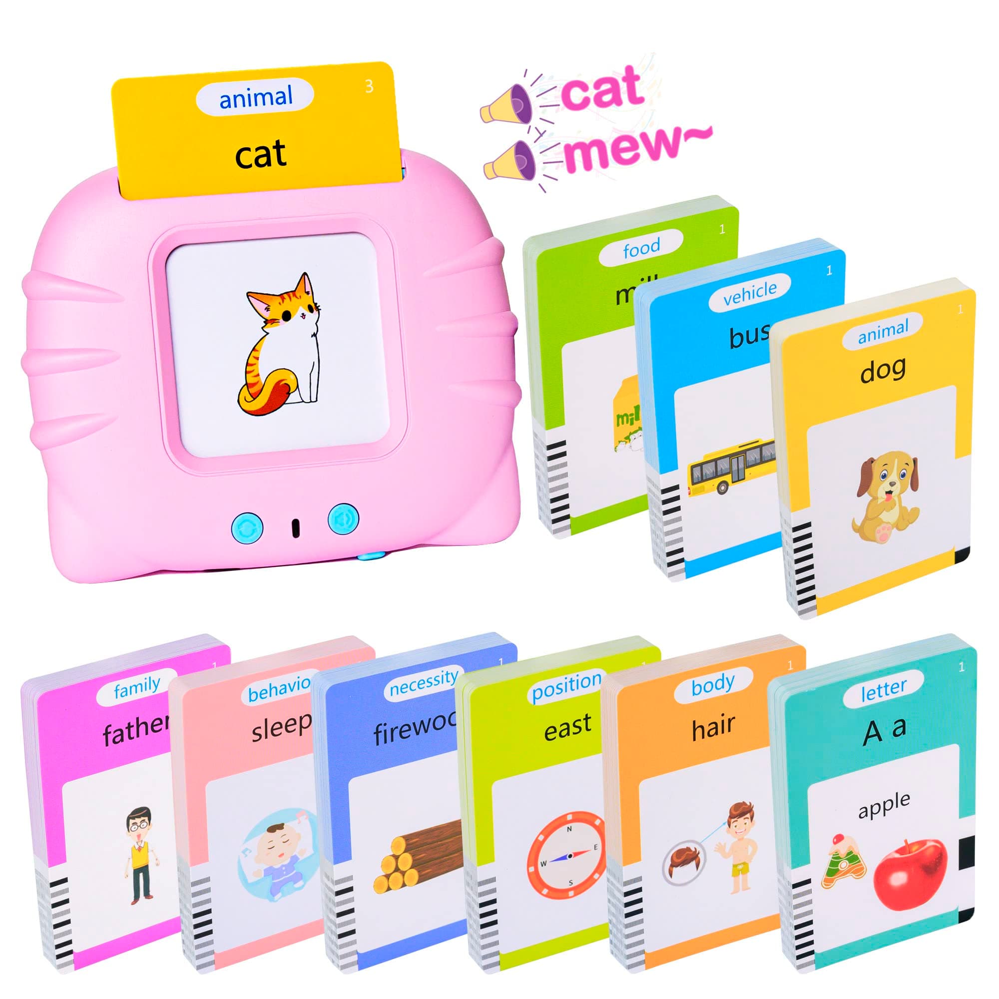 Talking Flash Cards Early Educational Toys for 3 4 5 6 Year Old Baby Boys Girls, Preschool Learning Reading Machine with 224/510 Words, Montessori Interactive Gift for Kids Toddlers